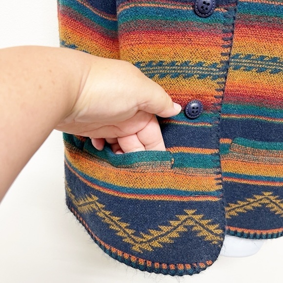 Signature Expressions Vintage Unisex Wool Blend Tribal Print Pocketed Vest Sz M - Picture 5 of 11